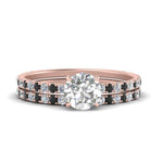Load image into Gallery viewer, three-quarter-round-cut-gallery-bridal-ring-set-with-black-diamond-in-FD9168ROGBLACKANGLE3-NL-RG