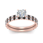 Load image into Gallery viewer, three-quarter-round-cut-gallery-bridal-ring-set-with-black-diamond-in-FD9168ROGBLACKANGLE3-NL-RG