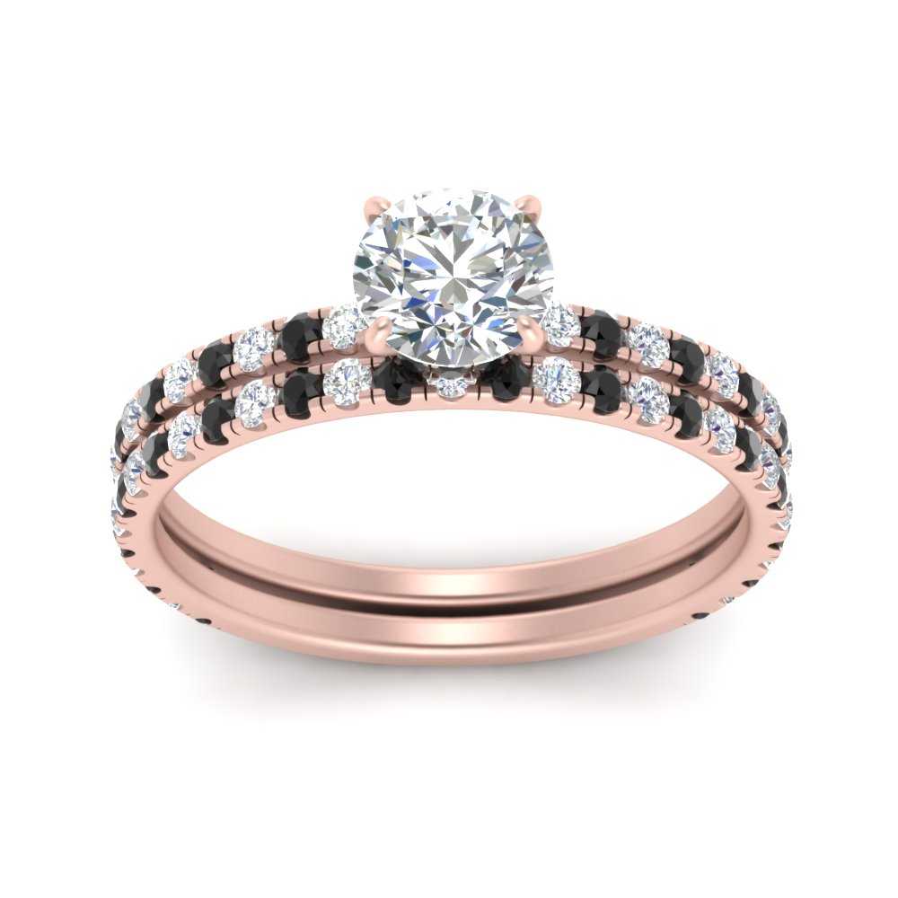 three-quarter-round-cut-gallery-bridal-ring-set-with-black-diamond-in-FD9168ROGBLACKANGLE3-NL-RG