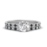 Load image into Gallery viewer, three-quarter-round-cut-gallery-bridal-ring-set-with-black-diamond-in-FD9168ROGBLACKANGLE3-NL-WG
