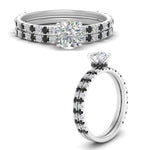 Load image into Gallery viewer, three-quarter-round-cut-gallery-bridal-ring-set-with-black-diamond-in-FD9168ROGBLACKANGLE3-NL-WG