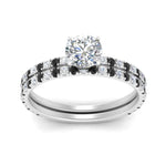 Load image into Gallery viewer, three-quarter-round-cut-gallery-bridal-ring-set-with-black-diamond-in-FD9168ROGBLACKANGLE3-NL-WG