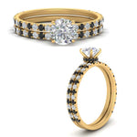 Load image into Gallery viewer, three-quarter-round-cut-gallery-bridal-ring-set-with-black-diamond-in-FD9168ROGBLACKANGLE3-NL-YG