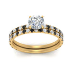 Load image into Gallery viewer, three-quarter-round-cut-gallery-bridal-ring-set-with-black-diamond-in-FD9168ROGBLACKANGLE3-NL-YG

