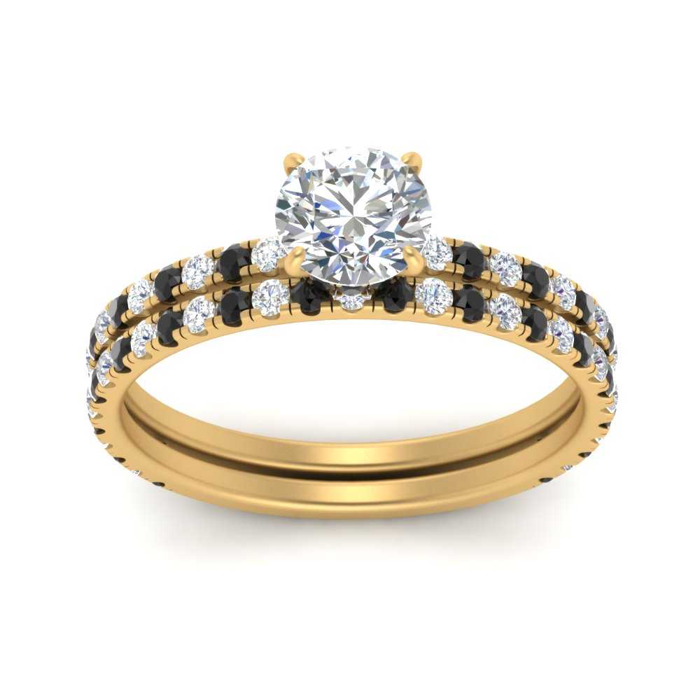 three-quarter-round-cut-gallery-bridal-ring-set-with-black-diamond-in-FD9168ROGBLACKANGLE3-NL-YG