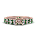 Load image into Gallery viewer, three-quarter-semi-mount-diamond-gallery-bridal-ring-set-with-emerald-in-FD9168SMGEMGRANGLE3-NL-RG
