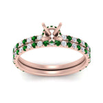 Load image into Gallery viewer, three-quarter-semi-mount-diamond-gallery-bridal-ring-set-with-emerald-in-FD9168SMGEMGRANGLE3-NL-RG
