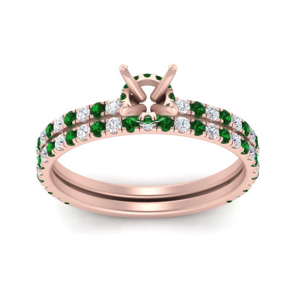 three-quarter-semi-mount-diamond-gallery-bridal-ring-set-with-emerald-in-FD9168SMGEMGRANGLE3-NL-RG