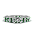 Load image into Gallery viewer, three-quarter-semi-mount-diamond-gallery-bridal-ring-set-with-emerald-in-FD9168SMGEMGRANGLE3-NL-WG
