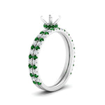 Load image into Gallery viewer, three-quarter-semi-mount-diamond-gallery-bridal-ring-set-with-emerald-in-FD9168SMGEMGRANGLE3-NL-WG
