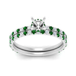 Load image into Gallery viewer, three-quarter-semi-mount-diamond-gallery-bridal-ring-set-with-emerald-in-FD9168SMGEMGRANGLE3-NL-WG
