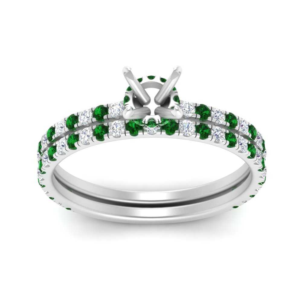 three-quarter-semi-mount-diamond-gallery-bridal-ring-set-with-emerald-in-FD9168SMGEMGRANGLE3-NL-WG