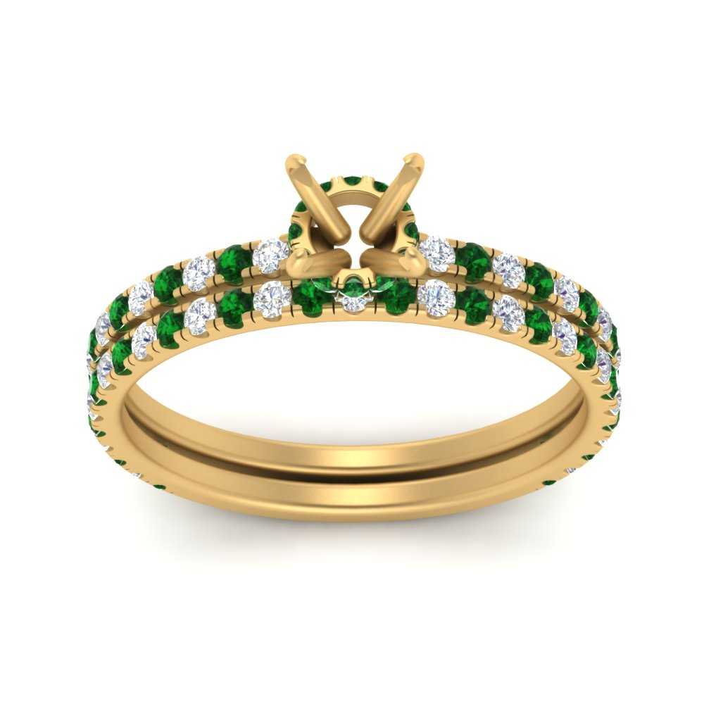 three-quarter-semi-mount-diamond-gallery-bridal-ring-set-with-emerald-in-FD9168SMGEMGRANGLE3-NL-YG