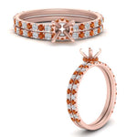 Load image into Gallery viewer, three-quarter-semi-mount-diamond-gallery-bridal-ring-set-with-orange-sapphire-in-FD9168SMGSAORANGLE3-NL-RG
