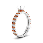 Load image into Gallery viewer, three-quarter-semi-mount-diamond-gallery-bridal-ring-set-with-orange-sapphire-in-FD9168SMGSAORANGLE3-NL-WG
