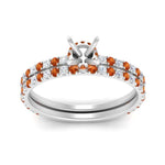 Load image into Gallery viewer, three-quarter-semi-mount-diamond-gallery-bridal-ring-set-with-orange-sapphire-in-FD9168SMGSAORANGLE3-NL-WG

