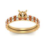 Load image into Gallery viewer, three-quarter-semi-mount-diamond-gallery-bridal-ring-set-with-orange-sapphire-in-FD9168SMGSAORANGLE3-NL-YG

