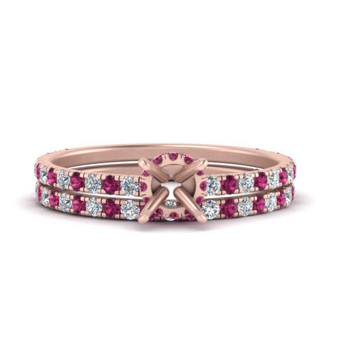 three-quarter-semi-mount-diamond-gallery-bridal-ring-set-with-pink-sapphire-in-FD9168SMGSADRPIANGLE3-NL-RG