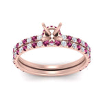 Load image into Gallery viewer, three-quarter-semi-mount-diamond-gallery-bridal-ring-set-with-pink-sapphire-in-FD9168SMGSADRPIANGLE3-NL-RG
