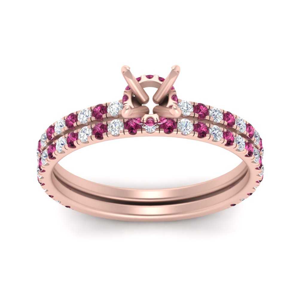 three-quarter-semi-mount-diamond-gallery-bridal-ring-set-with-pink-sapphire-in-FD9168SMGSADRPIANGLE3-NL-RG