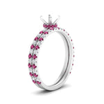 Load image into Gallery viewer, three-quarter-semi-mount-diamond-gallery-bridal-ring-set-with-pink-sapphire-in-FD9168SMGSADRPIANGLE3-NL-WG
