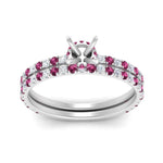 Load image into Gallery viewer, three-quarter-semi-mount-diamond-gallery-bridal-ring-set-with-pink-sapphire-in-FD9168SMGSADRPIANGLE3-NL-WG
