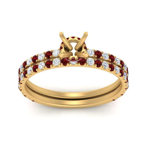 three-quarter-semi-mount-diamond-gallery-bridal-ring-set-with-ruby-in-FD9168SMGRUDRANGLE3-NL-YG