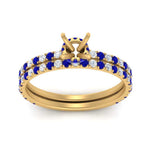 Load image into Gallery viewer, three-quarter-semi-mount-diamond-gallery-bridal-ring-set-with-sapphire-in-FD9168SMGSABLANGLE3-NL-YG
