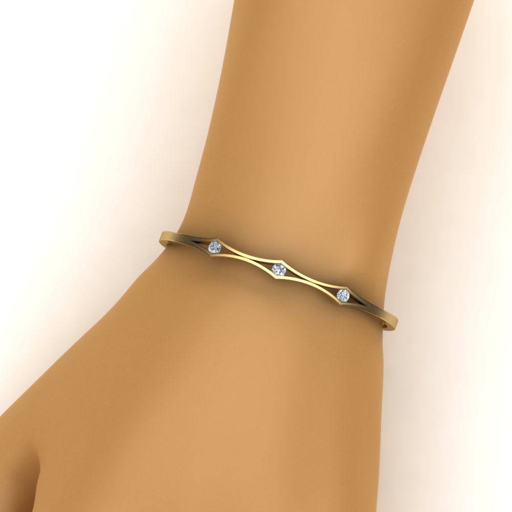 3 Stone Bracelet Bangle For Women