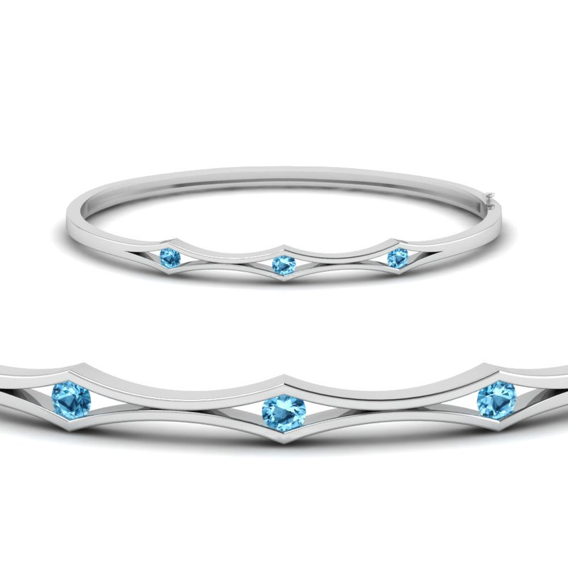 3 Stone Bracelet Bangle For Women