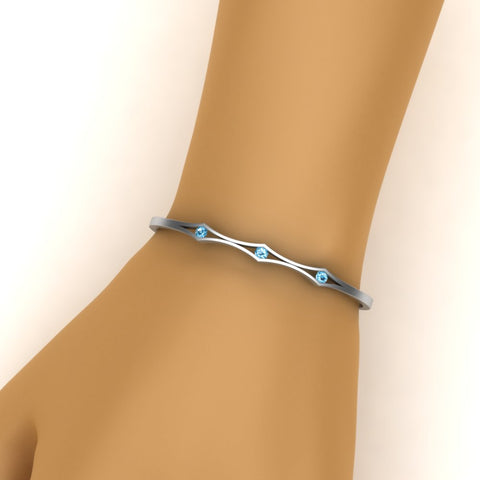 3 Stone Bracelet Bangle For Women