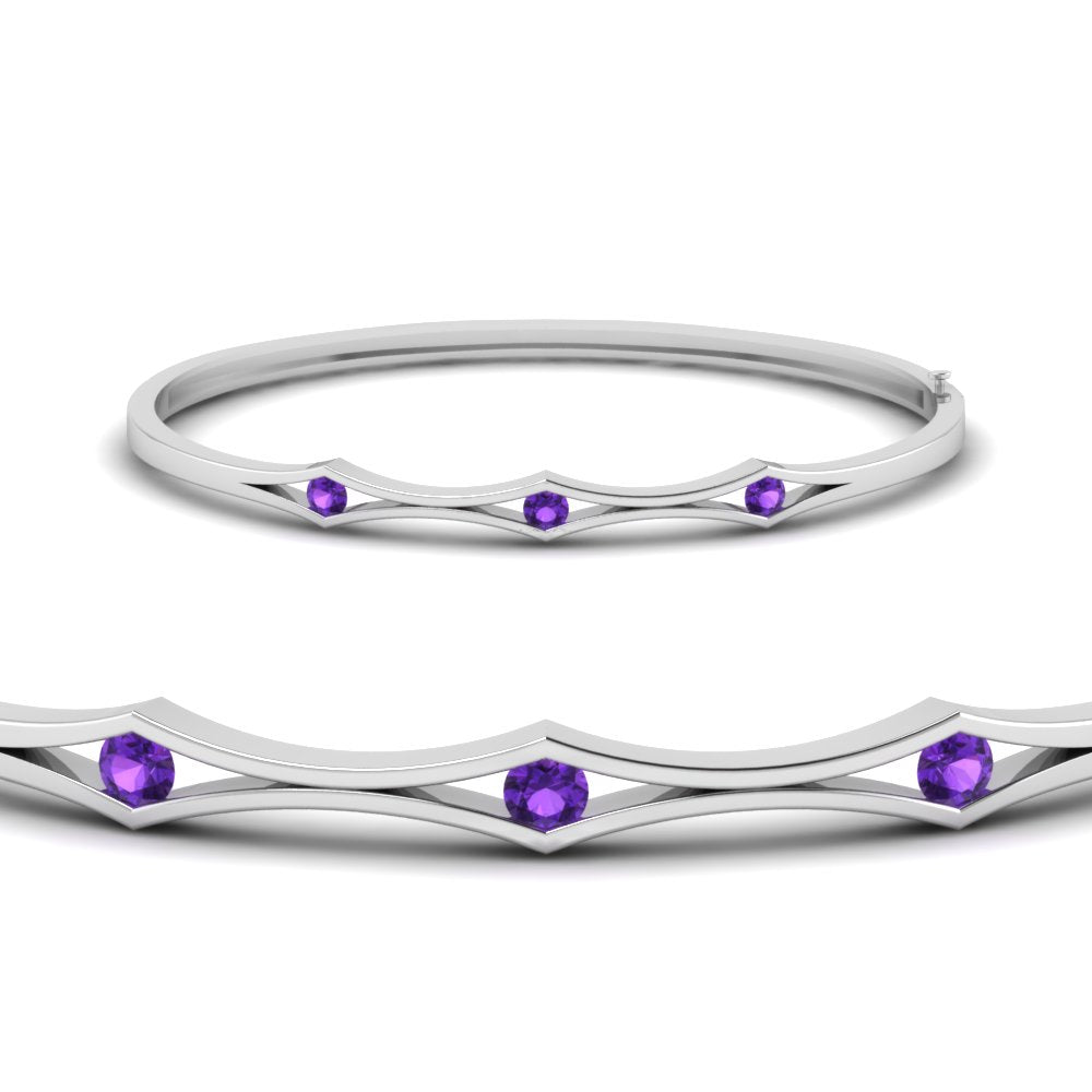 3 Stone Bracelet Bangle For Women