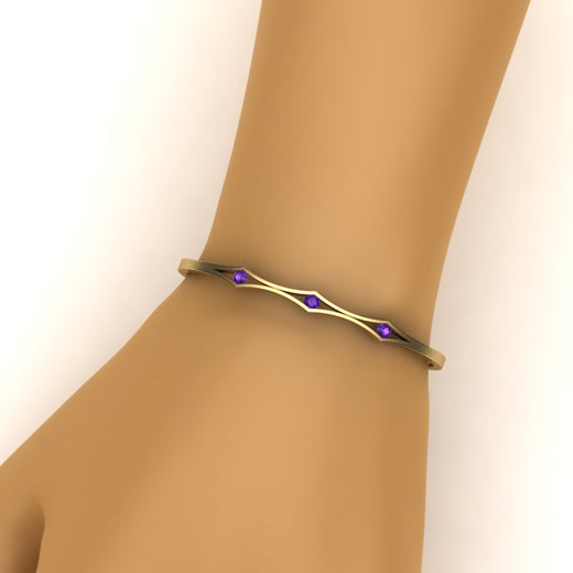 3 Stone Bracelet Bangle For Women
