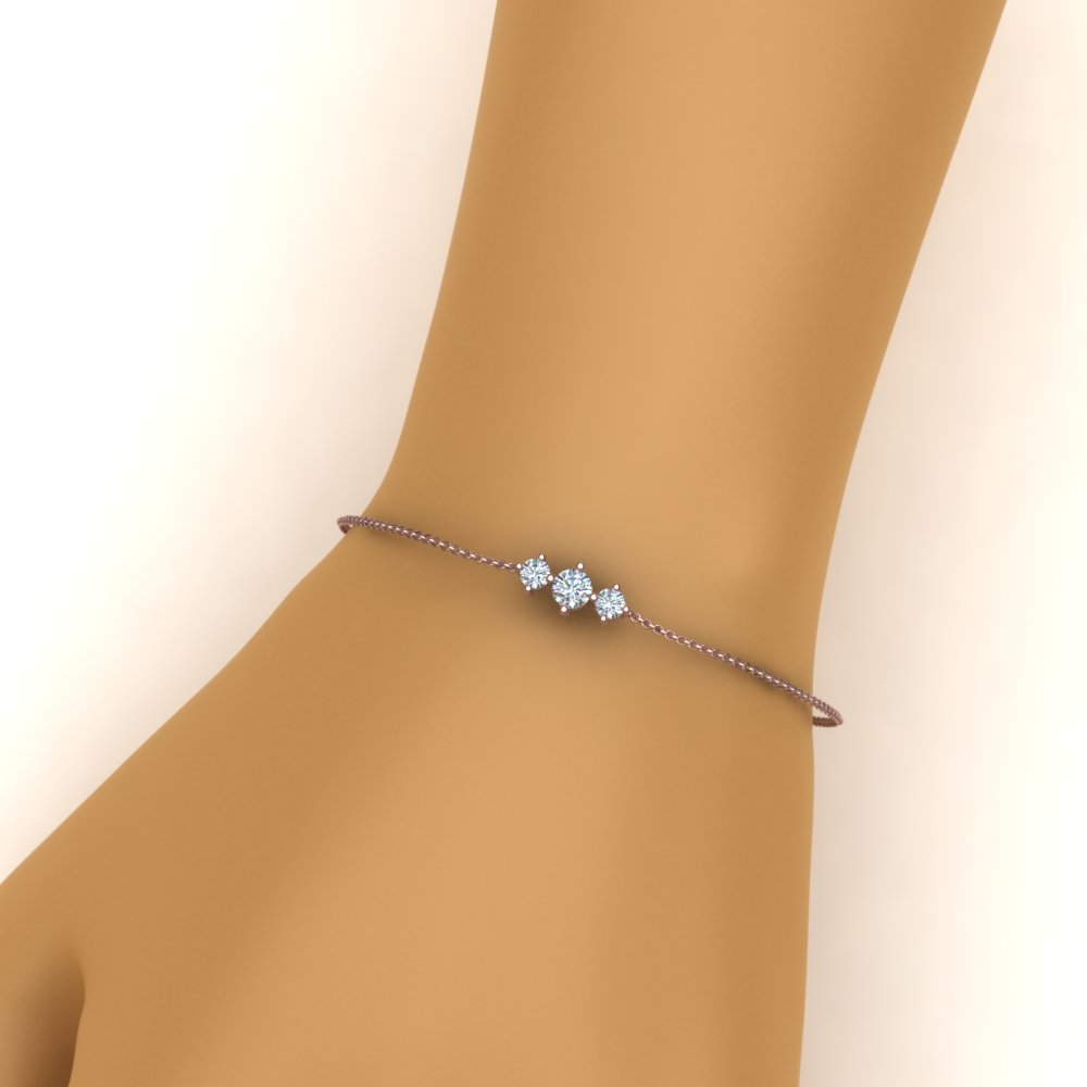 three-stone-diamond-chain-bracelet-in-rose-gold-FD-BRC8693MDHAND-NL-RG