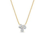Mixed Shape Three Stone Diamond Pendant Necklace