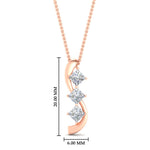 Load image into Gallery viewer, three-stone-princess-cut-journey-necklace-in-rose-gold-FDPD11479ANGLE1-NL-RG-HW