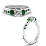 Load image into Gallery viewer, three-stone-twisted-asscher-cut-vine-diamond-ring-with-emerald-in-white-gold-FDENS3301ASRGEMGR-NL-WG.jpg
