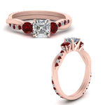 Load image into Gallery viewer, three-stone-twisted-asscher-cut-vine-diamond-ring-with-ruby-in-rose-gold-FDENS3301ASRGRUDR-NL-RG.jpg
