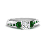 Load image into Gallery viewer, three-stone-twisted-cushion-cut-vine-diamond-ring-with-emerald-in-white-gold-FDENS3301CURGEMGR-NL-WG.jpg
