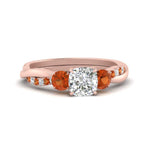 Load image into Gallery viewer, three-stone-twisted-cushion-cut-vine-diamond-ring-with-orange-sapphire-in-rose-gold-FDENS3301CURGSAOR-NL-RG.jpg
