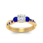 Load image into Gallery viewer, three-stone-twisted-cushion-cut-vine-diamond-ring-with-sapphire-in-yellow-gold-FDENS3301CURGSABL-NL-YG.jpg
