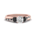 Load image into Gallery viewer, three-stone-twisted-cushion-cut-vine-ring-with-black-diamond-in-rose-gold-FDENS3301CURGBLACK-NL-RG.jpg
