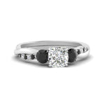 Load image into Gallery viewer, three-stone-twisted-cushion-cut-vine-ring-with-black-diamond-in-white-gold-FDENS3301CURGBLACK-NL-WG.jpg
