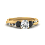 Load image into Gallery viewer, three-stone-twisted-cushion-cut-vine-ring-with-black-diamond-in-yellow-gold-FDENS3301CURGBLACK-NL-YG.jpg

