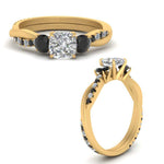 Load image into Gallery viewer, three-stone-twisted-cushion-cut-vine-ring-with-black-diamond-in-yellow-gold-FDENS3301CURGBLACK-NL-YG.jpg
