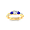 Load image into Gallery viewer, three-stone-twisted-cushion-cut-vine-sapphire-engagement-ring-in-yellow-gold-fdens3301curgsablangle5-nl-yg.jpg