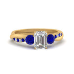 Load image into Gallery viewer, three-stone-twisted-emerald-cut-vine-diamond-ring-with-sapphire-in-yellow-gold-FDENS3301EMRGSABL-NL-YG.jpg