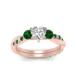 Load image into Gallery viewer, three-stone-twisted-heart-shaped-vine-diamond-ring-with-emerald-in-rose-gold-FDENS3301HTRGEMGR-NL-RG.jpg
