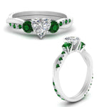 Load image into Gallery viewer, three-stone-twisted-heart-shaped-vine-diamond-ring-with-emerald-in-white-gold-FDENS3301HTRGEMGR-NL-WG.jpg
