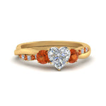 Load image into Gallery viewer, three-stone-twisted-heart-shaped-vine-diamond-ring-with-orange-sapphire-in-yellow-gold-FDENS3301HTRGSAOR-NL-YG.jpg
